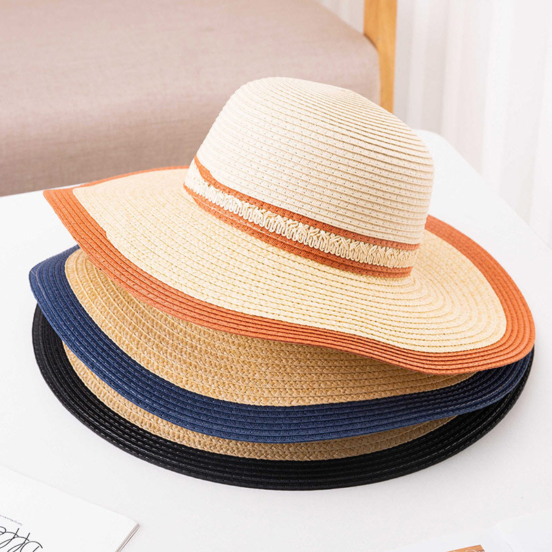 ຫມວກກັນກະທົບແບບຄລາສສິກ Lady Stripe Floppy Sun Hat