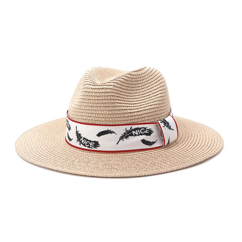 ໂລໂກ້ແບບກຳນົດເອງ Mens Fedora Straw Hat