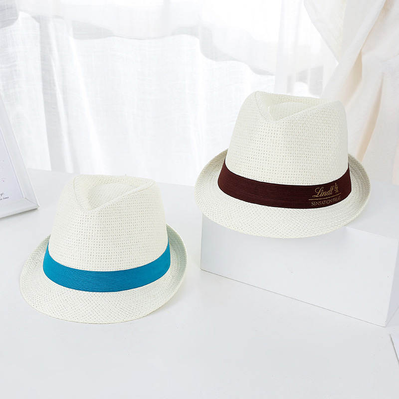 Golden Logo Trilby Sun Straw Hat ສໍາລັບການສົ່ງເສີມການຂາຍ