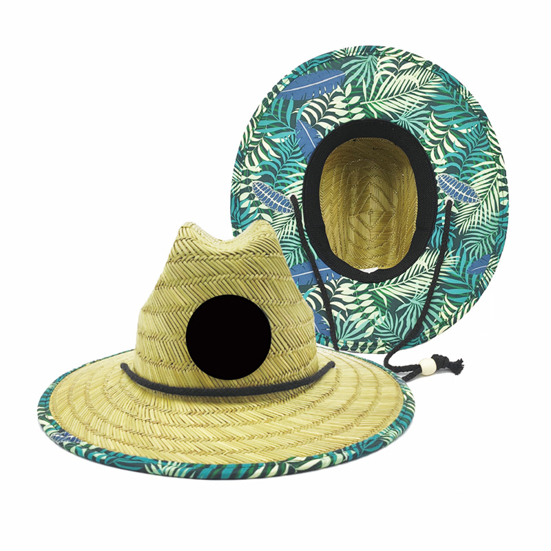 Kids Palm Print Hat Straw