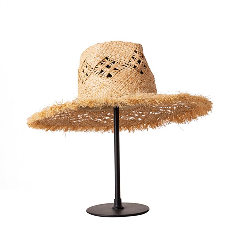 ໝວກກັນແດດ raffia fedora ຂອງ Lady ຜະລິດໃນປະເທດຈີນ