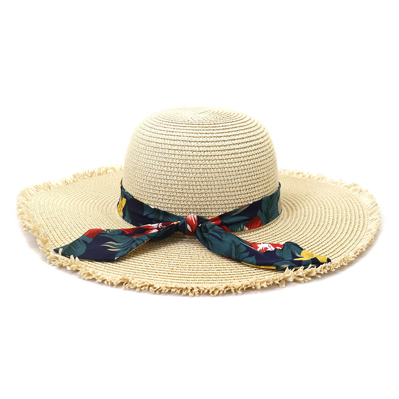 Lady's Vocation Upf Floppy Hat Straw with Scraf