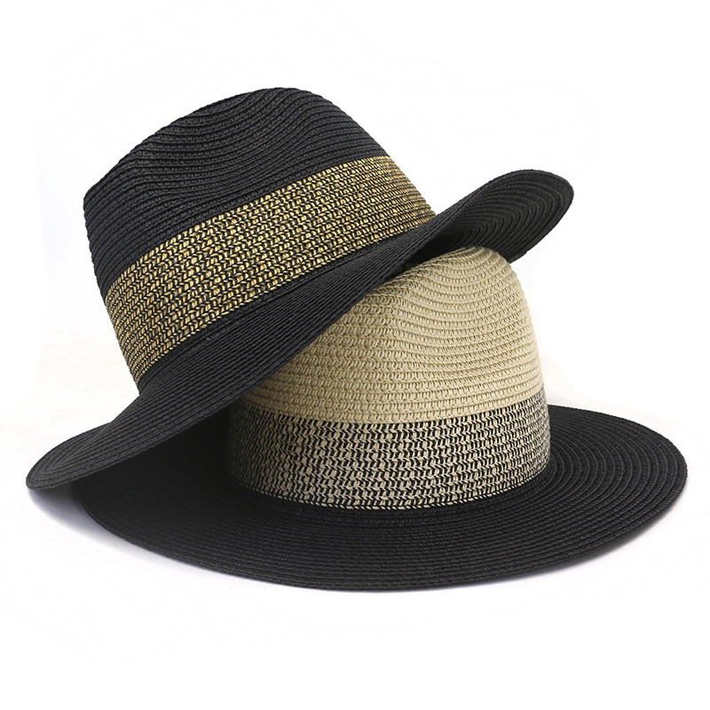 Mens Black Paper Straw Panama Hat Fedora