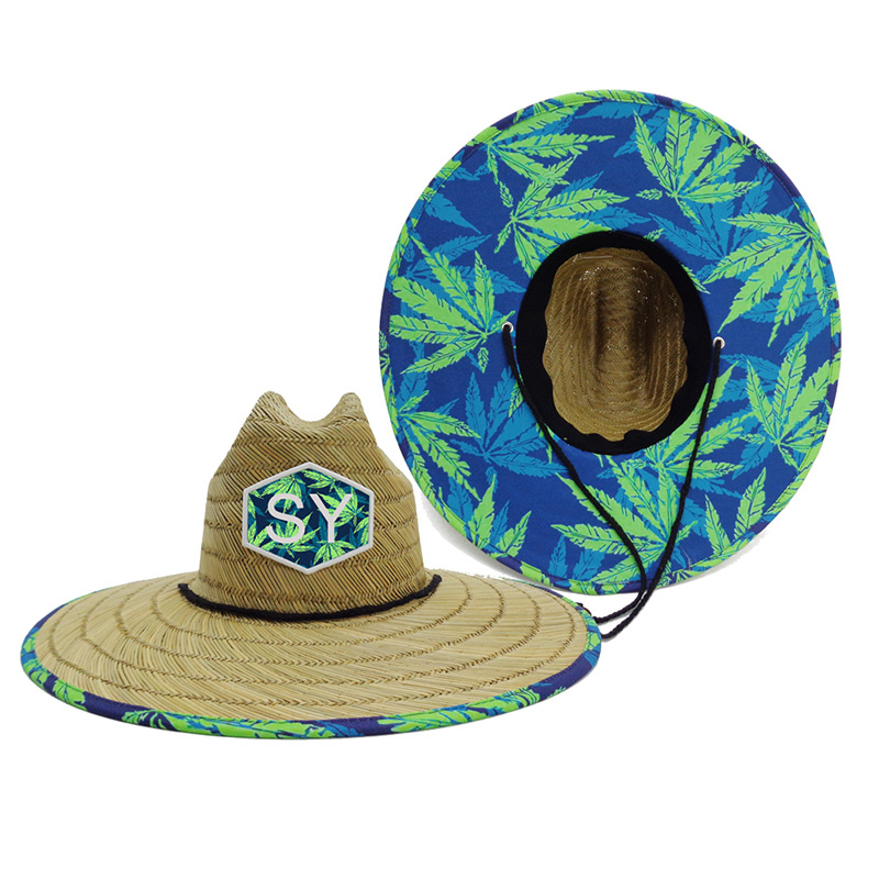 Palm Leaf Print Hat ເຟືອງ