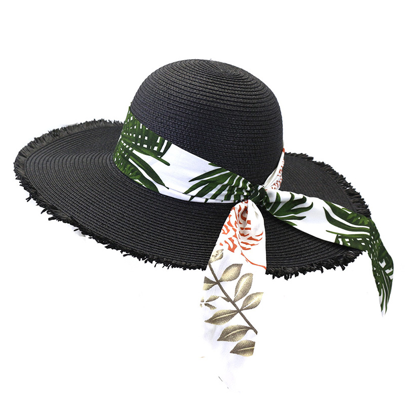 Tropical Ribbon Floppy Hat ສໍາລັບແມ່ຍິງ